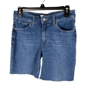 Levis Womens Size 29 Classic Mid Rise Skinny Cut Off Hem Denim Shorts Raw Hem
